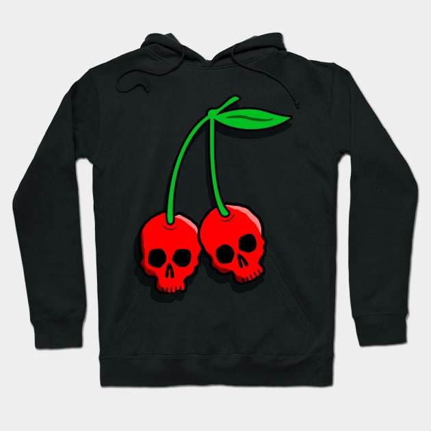 cherry skulls on blue gingham Hoodie by B0red